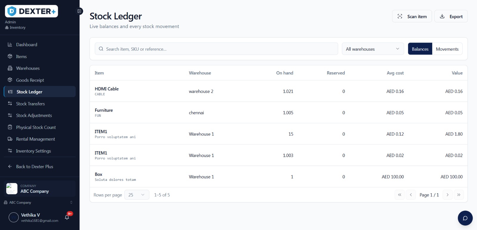 Stock Ledger UI